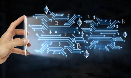 Crypto currency market . Mixed mediaの写真素材