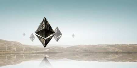 Crypto currency market. Mixed mediaの写真素材