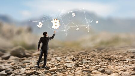 Crypto currency market. Mixed mediaの写真素材