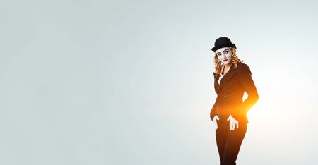 Young woman mime. Mixed mediaの写真素材