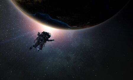 Exploring outer space. Mixed mediaの写真素材