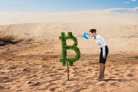 Investments in cryptocurrency. Mixed mediaの写真素材