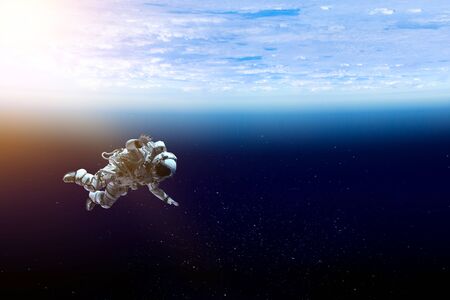 Exploring outer space. Mixed mediaの写真素材