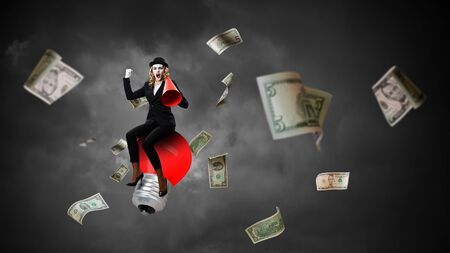 Young woman mime. Mixed mediaの写真素材