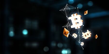 Crypto currency market. Mixed mediaの写真素材