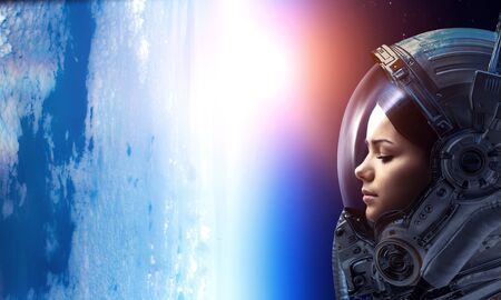 Exploring outer space. Mixed mediaの写真素材