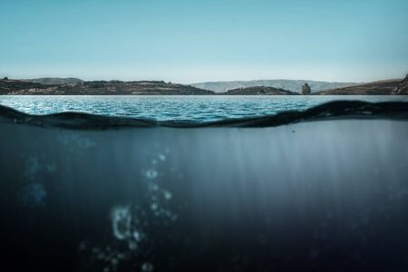 Blue under water . Mixed mediaの写真素材