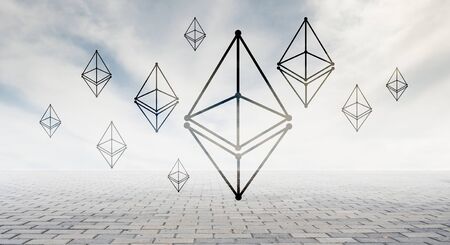 Crypto currency concept. Mixed media