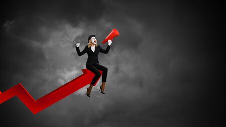 Young woman mime. Mixed mediaの写真素材