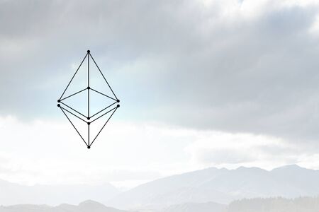 Crypto currency concept. Mixed media