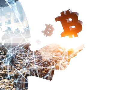 Crypto currency market . Mixed mediaの写真素材