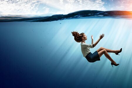 Sinking in problems . Mixed mediaの写真素材