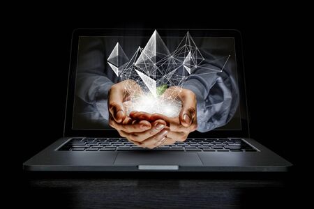 Crypto currency market. Mixed mediaの写真素材
