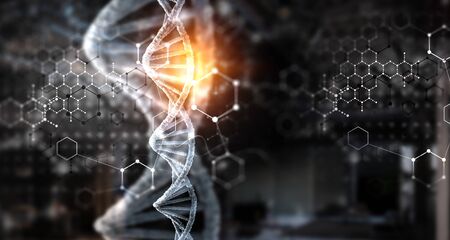 DNA molecules on the science background. 3d renderingの写真素材