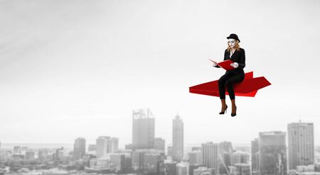 Young woman mime. Mixed mediaの写真素材