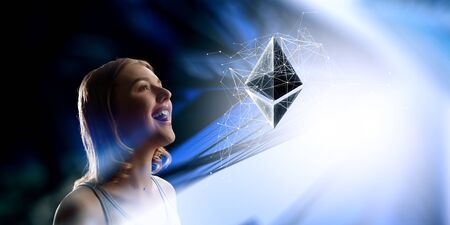 Crypto currency market. Mixed mediaの写真素材