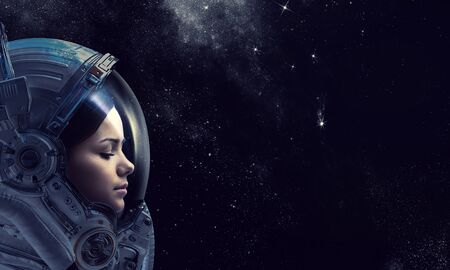 Exploring outer space. Mixed mediaの写真素材