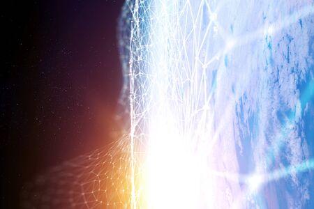 Global connection and networking. 3d rendering