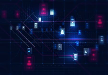 Dark technology background with cloud computing concept. 3d rendering