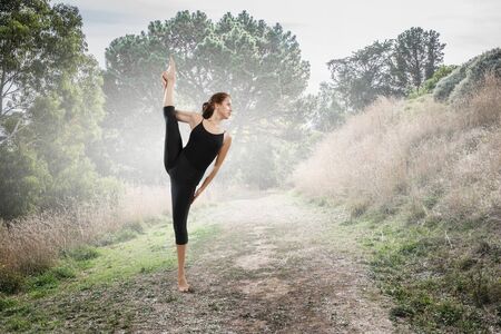 Gymnast girl in jump Mixed mediaの写真素材