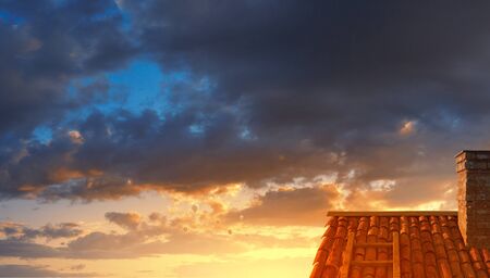 House brick roof. Mixed mediaの写真素材