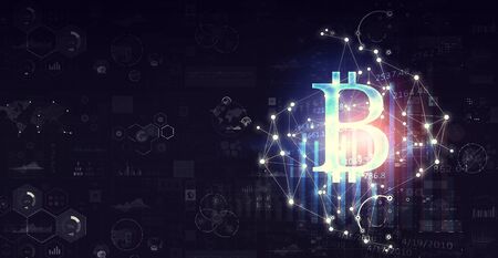 Crypto currency market. Mixed mediaの写真素材