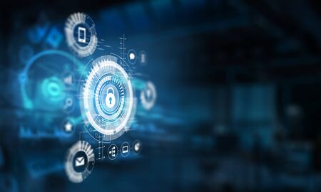 Media technology background presenting computer access concept