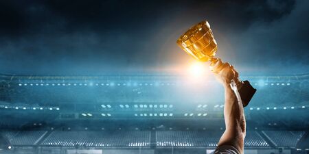Celebrating great victory. Mixed mediaの写真素材