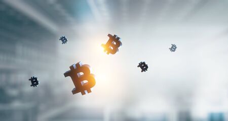 Crypto currency market. Mixed mediaの写真素材