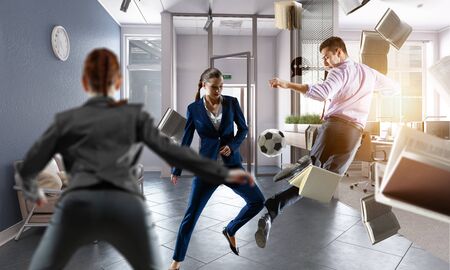 Business team games. Mixed media