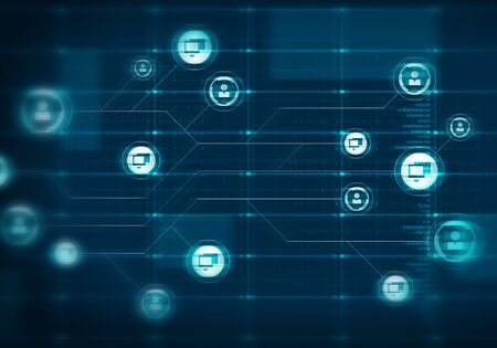 Dark technology background with cloud computing concept. 3d rendering