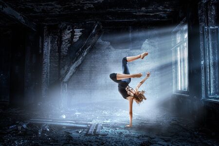 Gymnast girl in jump Mixed media
