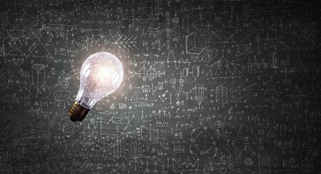 Background conceptual image with science sketches on chalkboardの写真素材