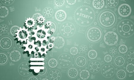 Light lamp bulb of cogwheels and gearsの写真素材