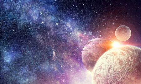 Abstract background image with space planets and starry sky