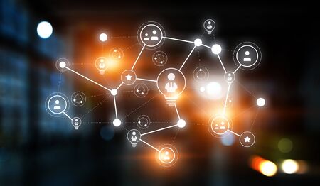 World map with infographics and social media icons. 3d rendering
