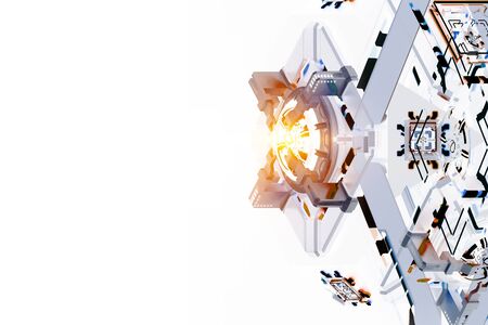 Technology and innovation concept. Mixed media