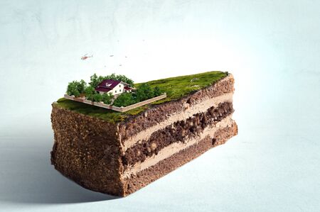New house vision. Conceptual image. Mixed media