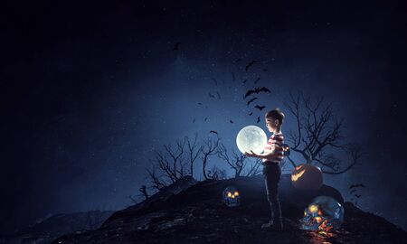 Spooky and scary halloween image. Mixed mediaの写真素材