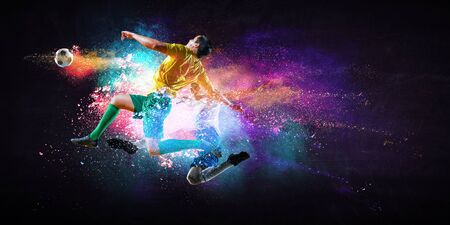 Soccer players in action. Mixed mediaの写真素材