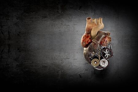Image of human heart made of metal elementsの写真素材