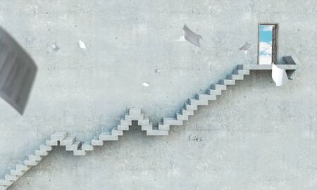 Stairs as symbol of growth and challenges. Mixed mediaの写真素材