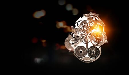 Gears and cogs macro. Mixed mediaの写真素材
