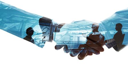 Concept of partnership and teamwork. Mixed mediaの写真素材