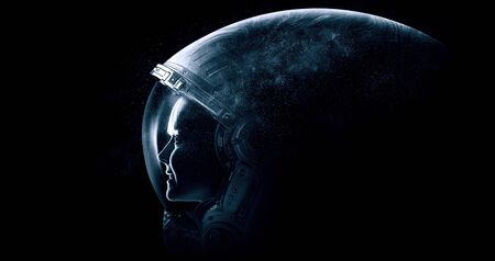 Astronaut at spacewalk . Mixed media