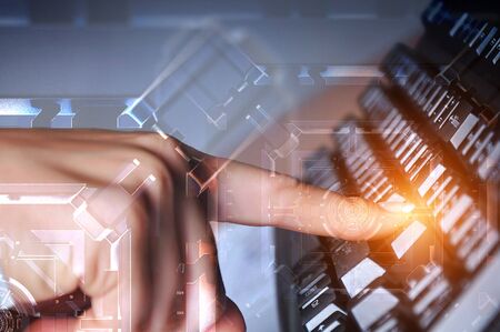 Technology and innovation concept . Mixed mediaの写真素材