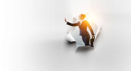 Business woman taking selfie from phoneの写真素材