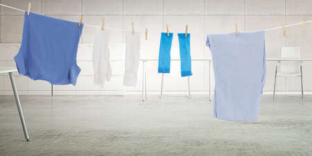 Washing and cleaning clothes. Mixed mediaの写真素材