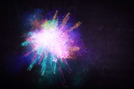 Explosion of colored powder or paint. Mixed mediaの写真素材