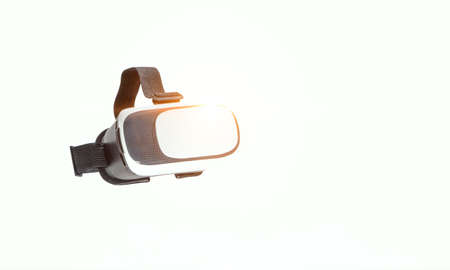 Image of floating virtual reality goggles. Mixed media